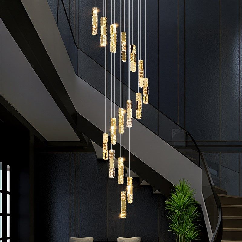 2025新款覆式楼楼梯吊灯长吊灯别墅挑空客厅吊灯loft公寓水晶吊灯,家装灯饰光源,LOFT/复式住宅/楼梯吊灯,淘宝优惠券,粉丝福利购,淘宝优惠卷
