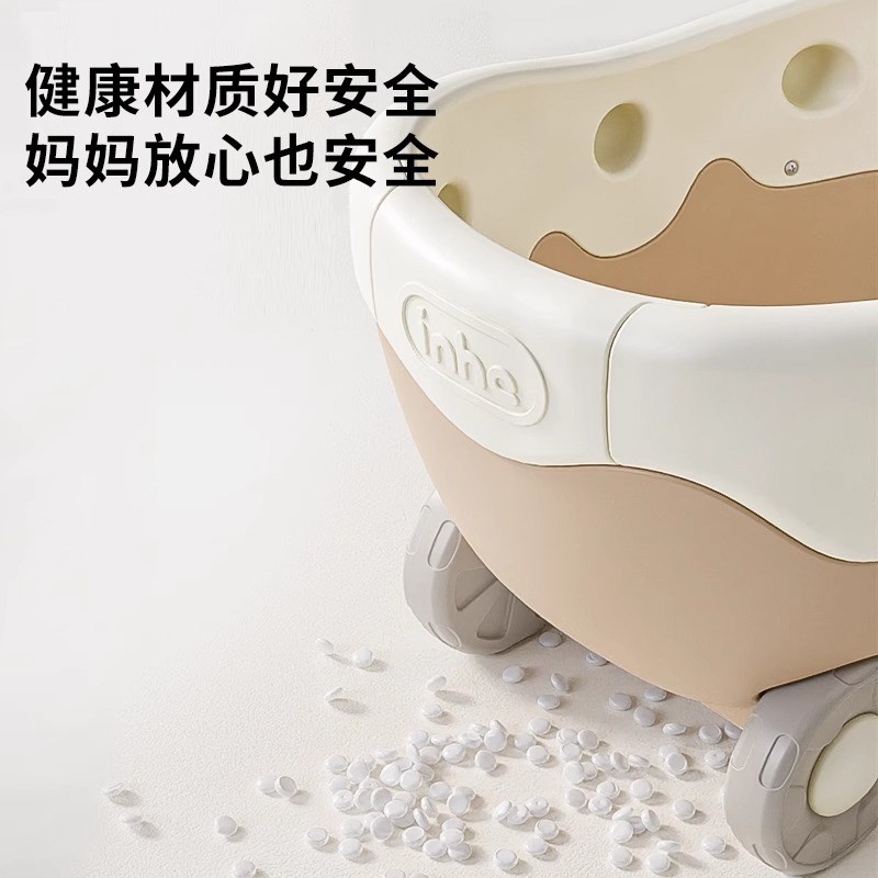 儿童学步车奶油手推车多功能玩具收纳购物车辅助走路稳固可爱简约