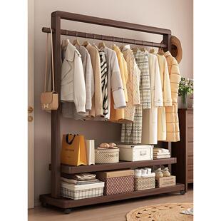 好看的落地衣架卧室落地结实耐用衣架卧室新款家用高级实木移动挂