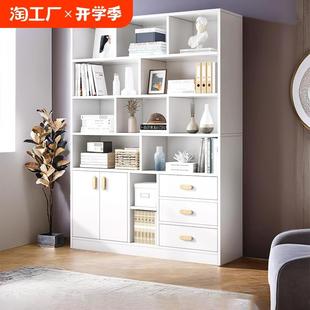 书架落地置物架一体靠墙储物柜客厅展示柜家用置物柜柜子书柜实木