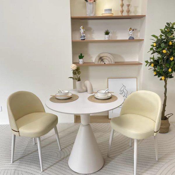 水磨石圆形岩板餐桌奶油风小户型餐厅饭桌网红圣杯圆桌简约纯白色,住宅家具,岩板餐桌,淘宝优惠券,粉丝福利购,淘宝优惠卷