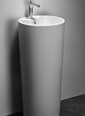 奥萨帝立柱盆一体式现代简约台盆圆柱小户型阳台立式洗手盆10007