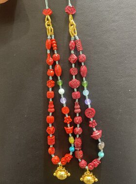 红朱砂紫金砂多宝手机链挂绳女款本命年手工编织吊坠挂件钥匙礼物