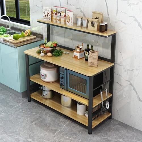 厨房切菜桌厨房桌子工作台厨房置物架落地多层微波炉烤箱储物架台