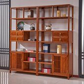 新中式 博古架实木榆木简约茶叶柜隔断柜茶格子架置物架多宝格书柜