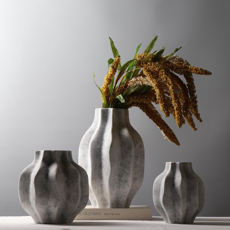 现代简约陶瓷花瓶创意客厅插花装饰品民宿酒店博古架摆件桌面花器