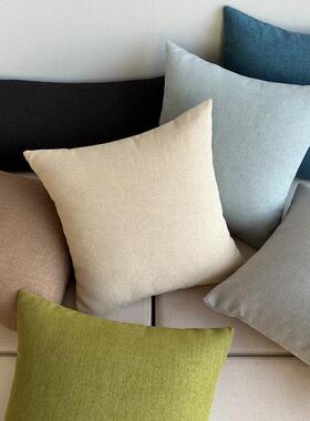 北欧现代沙发靠垫抱枕套纯色棉麻新中式客厅大靠枕背垫方靠背含芯