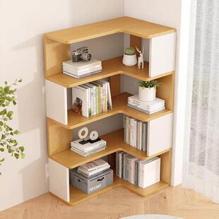 角落书架角落橱柜储物架落地式储物柜现代极简主义客厅卧室l形储