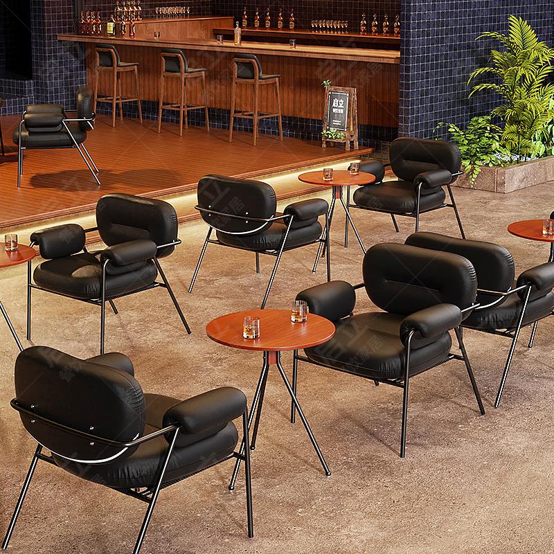 北欧餐厅酒店沙发茶几组合咖啡厅酒吧清吧休闲区接待洽谈桌椅组合