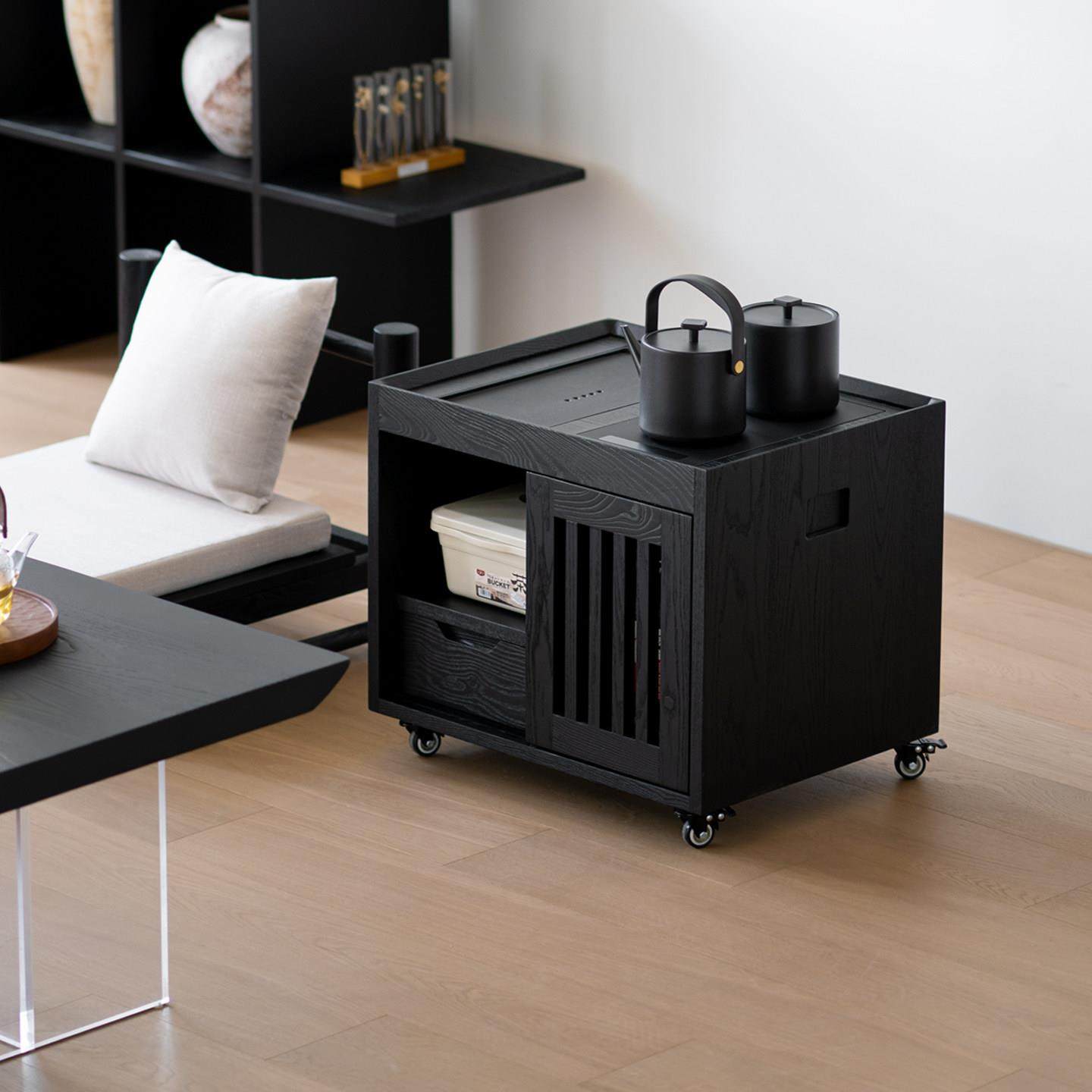 阪 阪安 素影茶水柜 白蜡木可移动小茶台多场景茶几实木边几阳台,住宅家具,移动边几/推车,淘宝优惠券,粉丝福利购,淘宝优惠卷