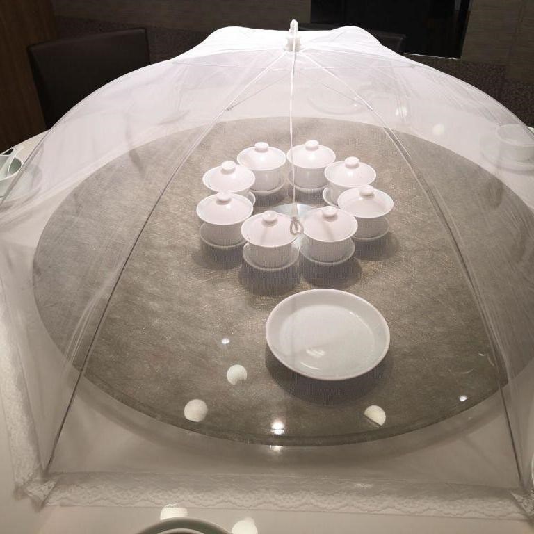 .长方形菜罩白色超大号透明可y拆洗折叠食物罩餐桌罩防蚊蝇防虫盖