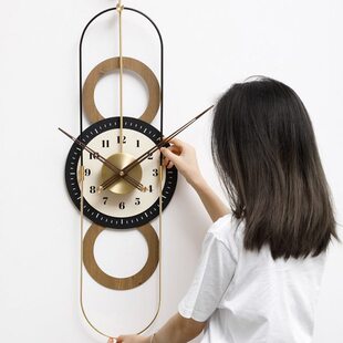 挂画现代装饰画钟表大尺寸DOT背景墙北欧轻奢面大气EMI挂钟客厅OG