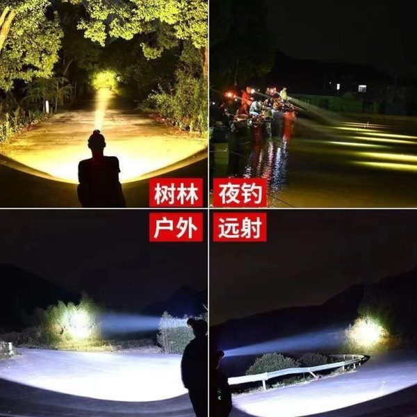 强光头灯可充电户外超亮远射头戴式双锂电超长续航手电夜钓鱼矿灯
