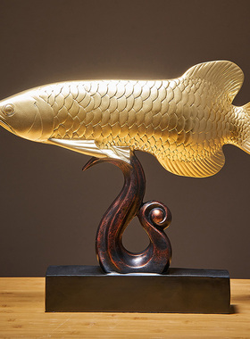 新中式轻奢高档金鱼摆件酒柜样板间高级感K家居装饰品乔迁新居礼