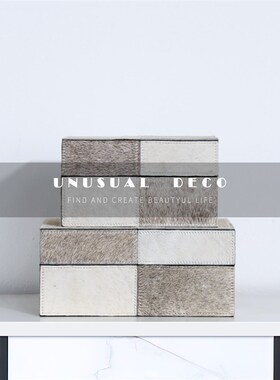 现代轻奢马毛格子装饰首饰盒收z纳摆件样板间售楼处卧室床头梳妆