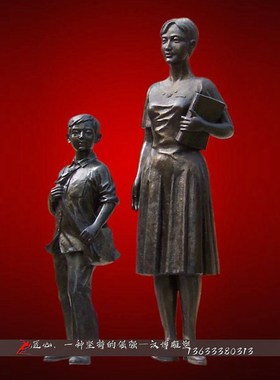 玻璃钢仿铜小孩读书雕塑校园文化广场古代小孩看书场景人像定制做