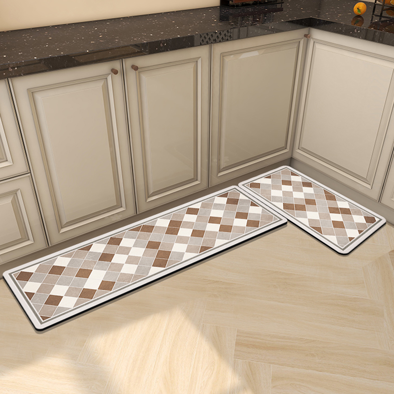 复古方格厨房专用软地垫门口吸水吸油防滑化妆室脚垫浴室地垫家用