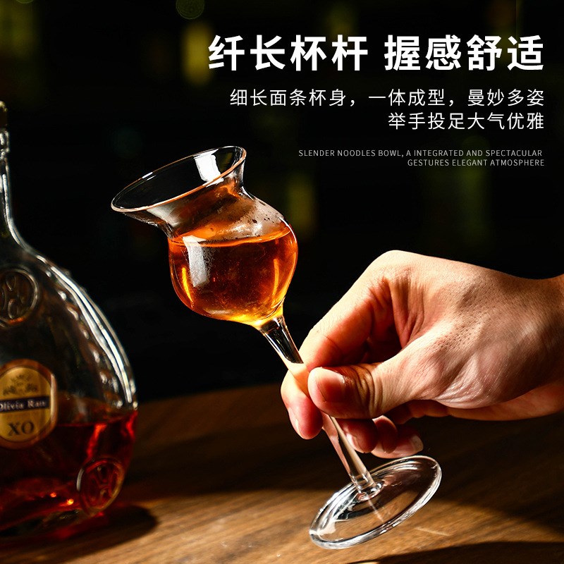 斜口鸡尾酒杯水晶玻璃高脚杯 创意威士忌酒杯古典冰球杯 酒吧杯子