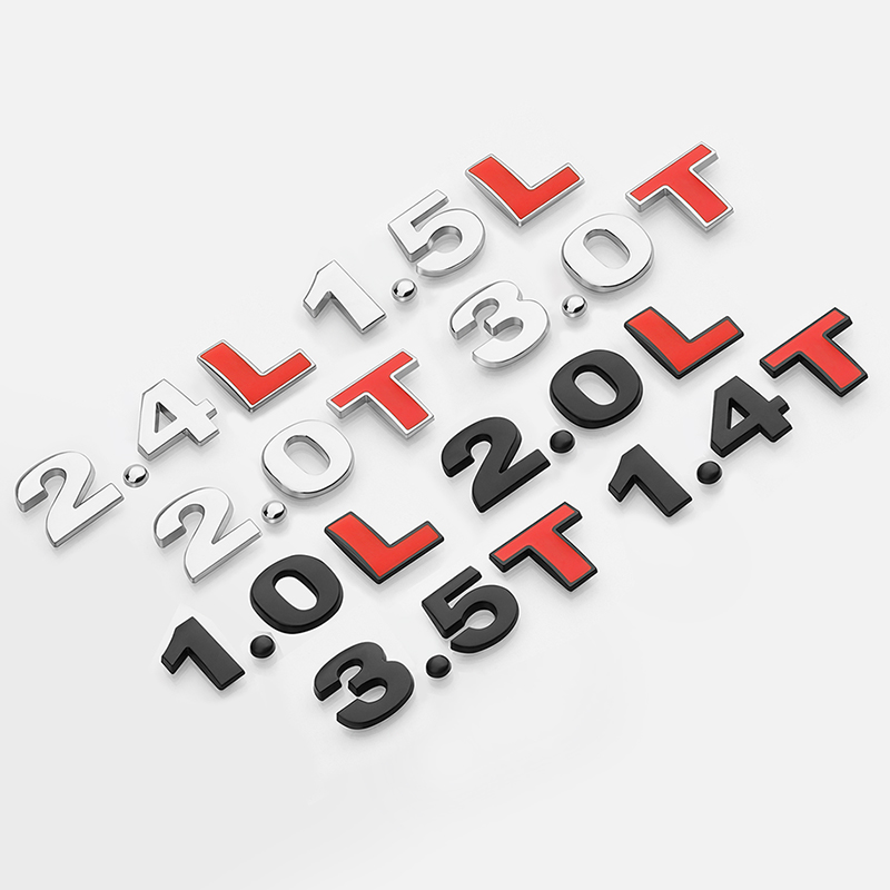 汽车金属实心排量标1.0T2.4L1.5T3.0L后备箱装饰尾标改装数字车贴
