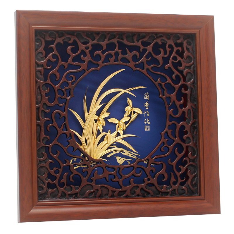 立体金箔画兰香怡德 送领导老师时尚家居工艺品兰花商务会议礼品