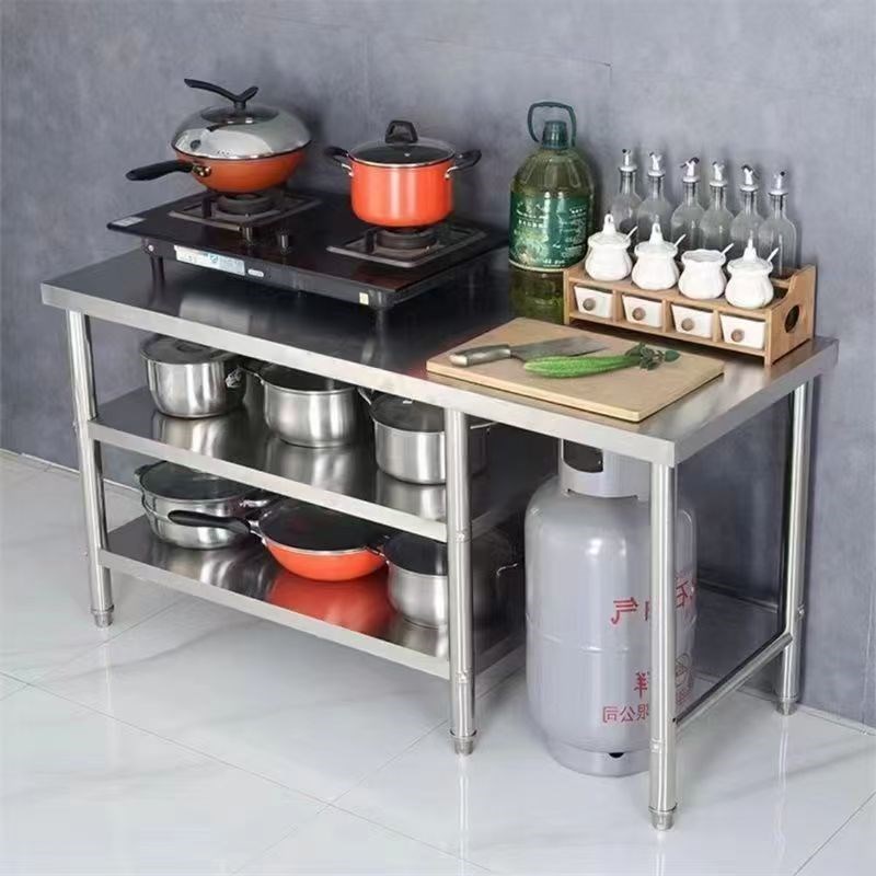 不锈钢厨房工作台煤气罐灶台架定制操H作台置物架家用燃气灶架饭