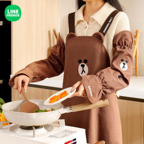 厨房手套餐饮专用围裙防油防水防油套袖护袖袖套炒菜溅长款女套装