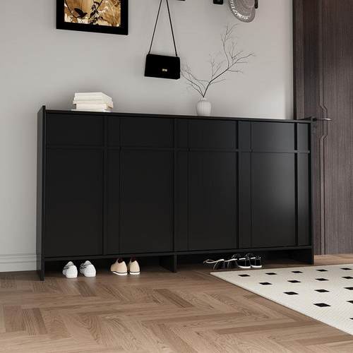 中古风实木鞋柜家用门口玄关柜一体骨骼线复古门口储物柜门外柜子