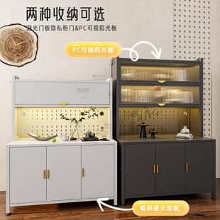 新款封闭铁门防晒阳台夹缝柜厨房置物架落地多层多功能餐边储物柜