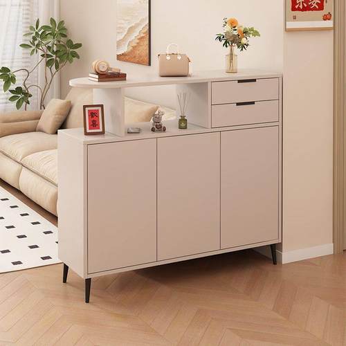 鞋柜家用门口沙发隔断柜一体入户边柜奶油风室内小户型入户玄关柜