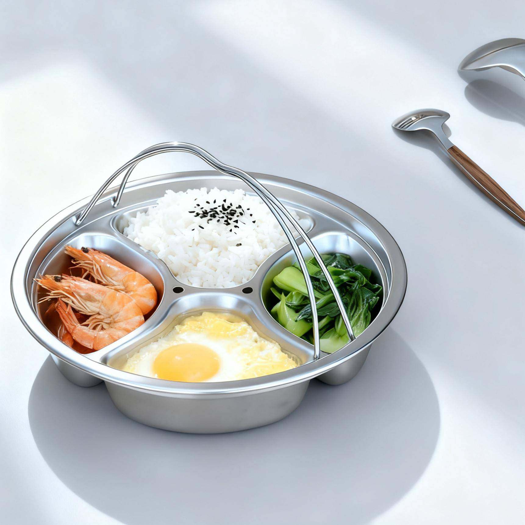分格蒸盘餐盘304不锈钢定量211减脂盘加深圆形餐盘蒸笼宝宝一锅蒸,餐饮具,盘,淘宝优惠券,粉丝福利购,淘宝优惠卷