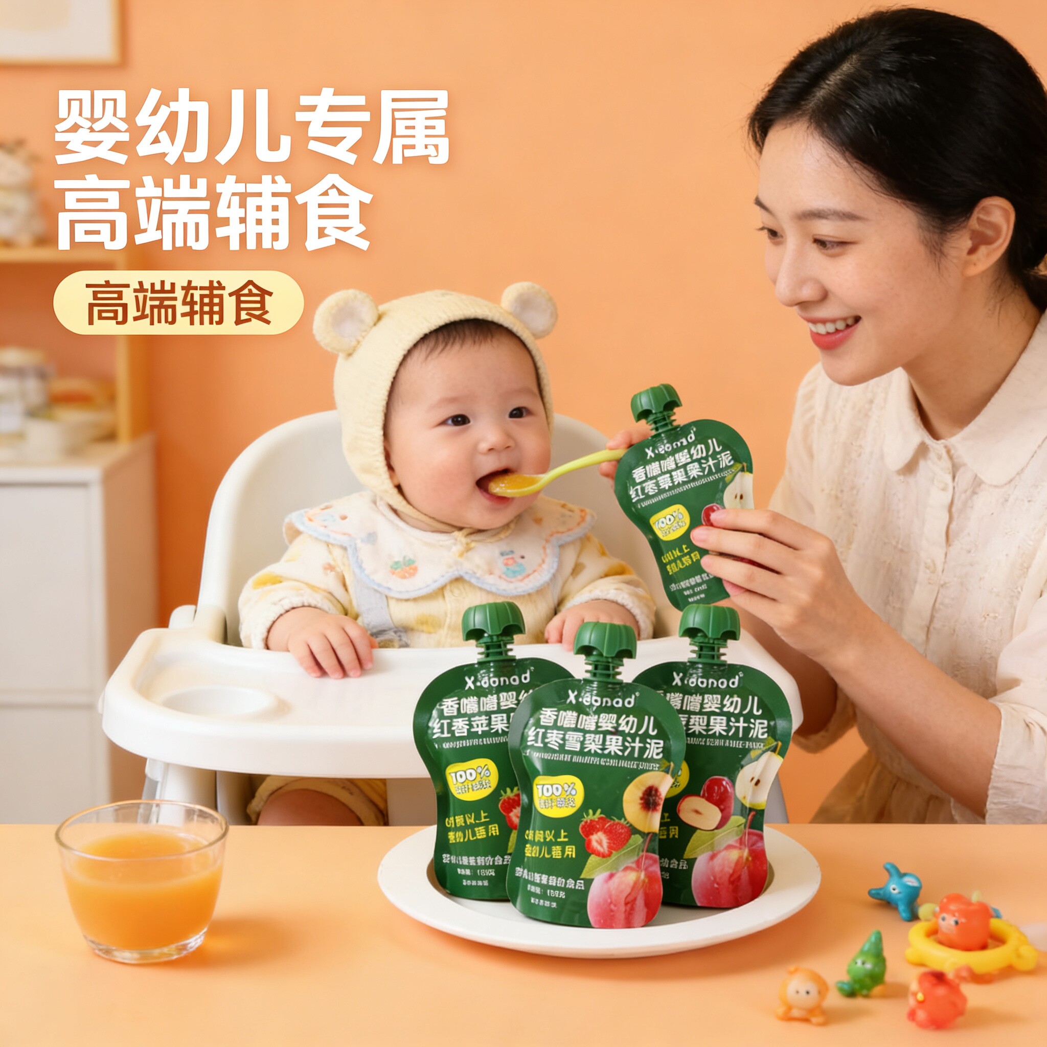 X·dangd果泥婴幼儿无添加果汁泥苹果泥黄桃味草莓味宝宝辅食零食
