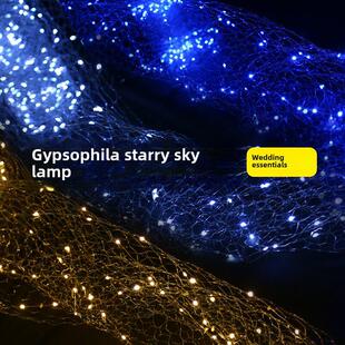 星空网创意云顶婚礼米粒灯串满天星酒吧顶装饰吊顶六角铁丝网带灯