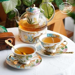 花茶杯套装 英式 下午茶杯子泡花茶壶欧式 轻奢陶瓷家用整套茶具套装