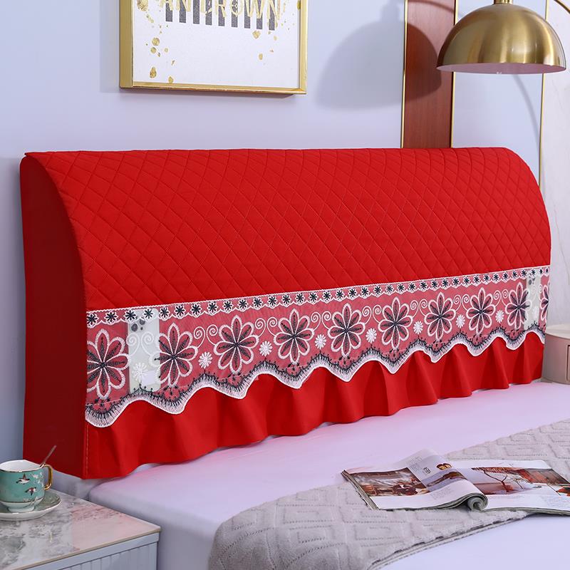 全包床头罩喜庆大红色布艺夹棉实木床头套弹力加厚欧式皮床防尘罩
