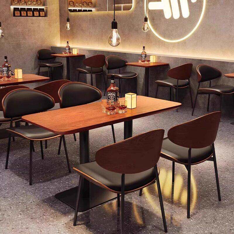 清吧酒馆工业风咖啡店实木桌椅组合西餐厅网红餐饮小吃店餐椅商用