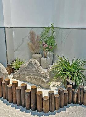 阳台花园造景道具商场木栅栏花坛围栏幼儿园室内装饰木桩摆件落地