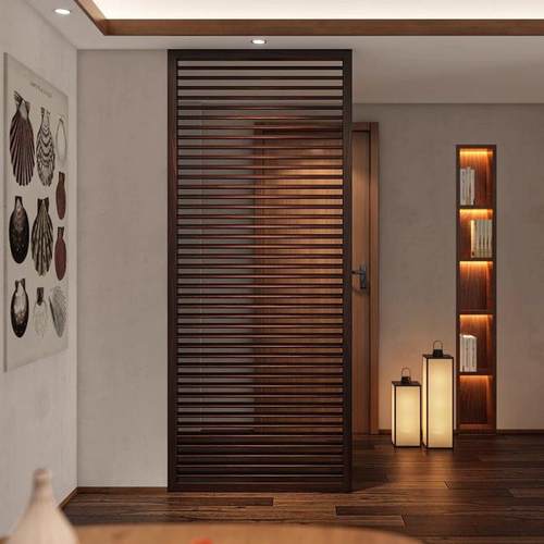 新中式百叶屏风隔断客厅入户正对门玄关遮挡简约现代实木镂空格栅