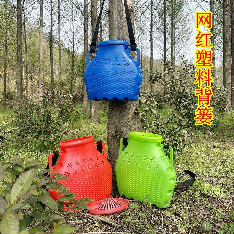 多用途网红塑料背篓户外装备渔具鱼篓农业工具果蔬采收筐采茶篓