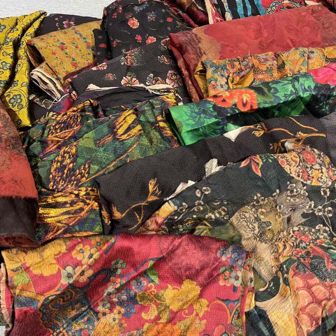 香云纱零料2号超连结 龟裂纹真丝涂泥布料花罗冠乐缎红云纱微瑕零