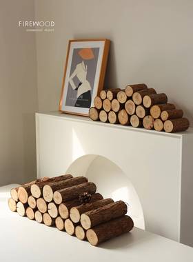 装饰摆件壁炉橱窗陈列圣诞木柴露营背景道具木头原木木材美式柴火