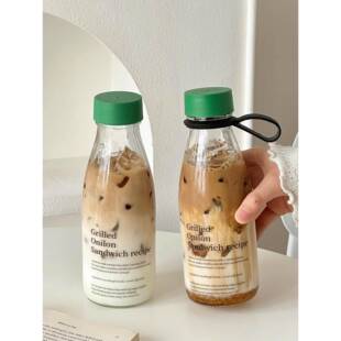 便携随行外带咖啡杯密封带盖喝水玻璃杯透明早餐豆浆牛奶杯随手杯