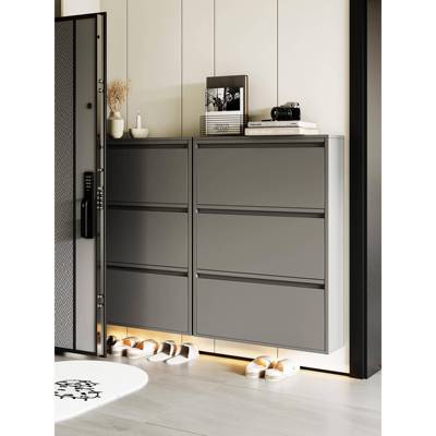 超薄钢制翻斗鞋柜101215cm家用门口2025新款入户玄关柜极窄小户型