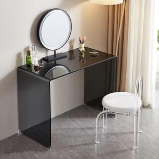纯玻璃透明意式 极简小型女生家用电脑美甲化妆桌子ins网红化妆台