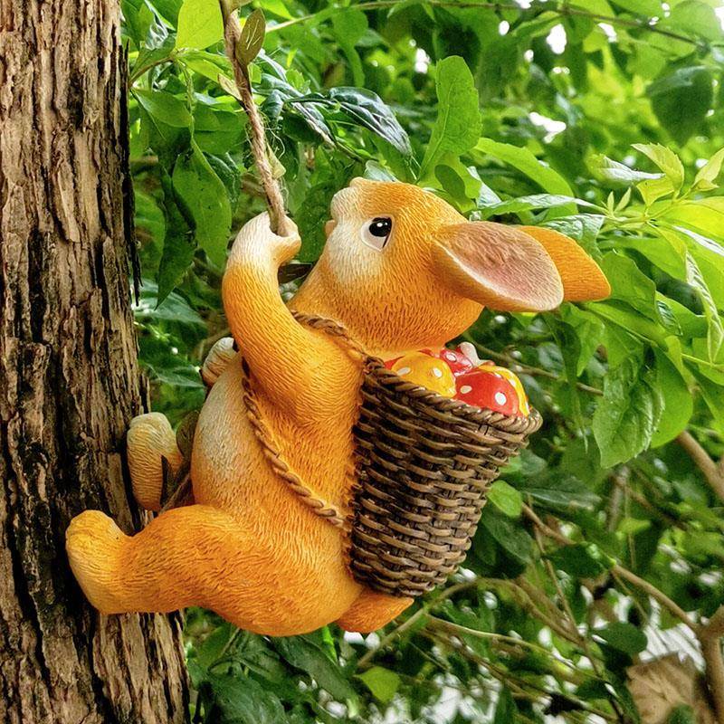 攀登兔子摆件管道攀爬装饰创意动物户外花园庭院造景阳台布置挂件