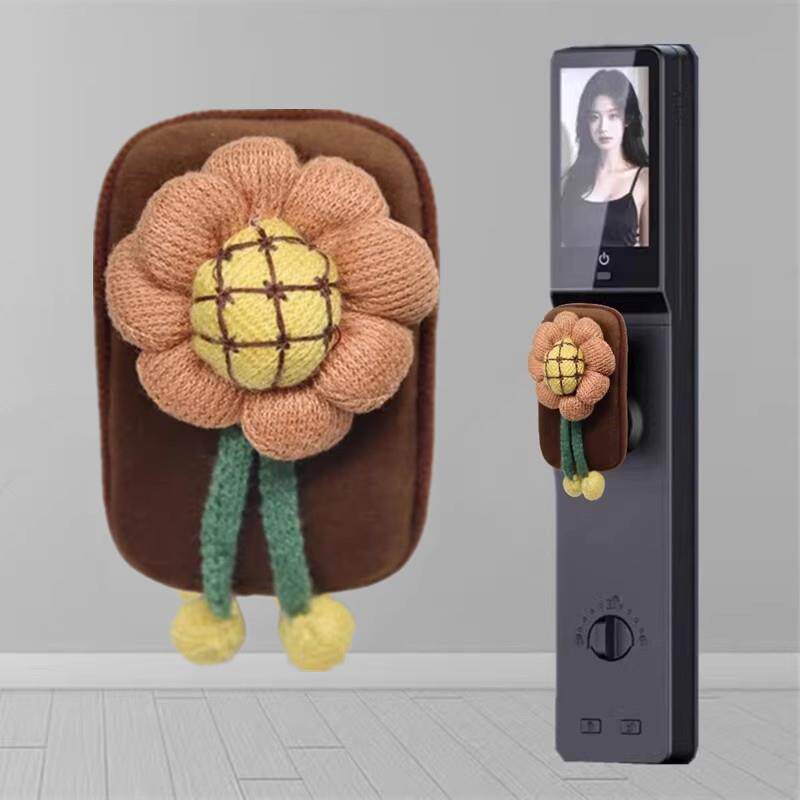 智能锁密码指纹锁保护套太阳花门把手套入户门锁把手防撞墙防静电