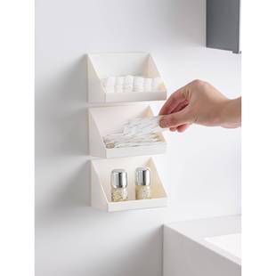 日式镜面柜浴室斜面储物层状杂物小储物架下隔板白色透明