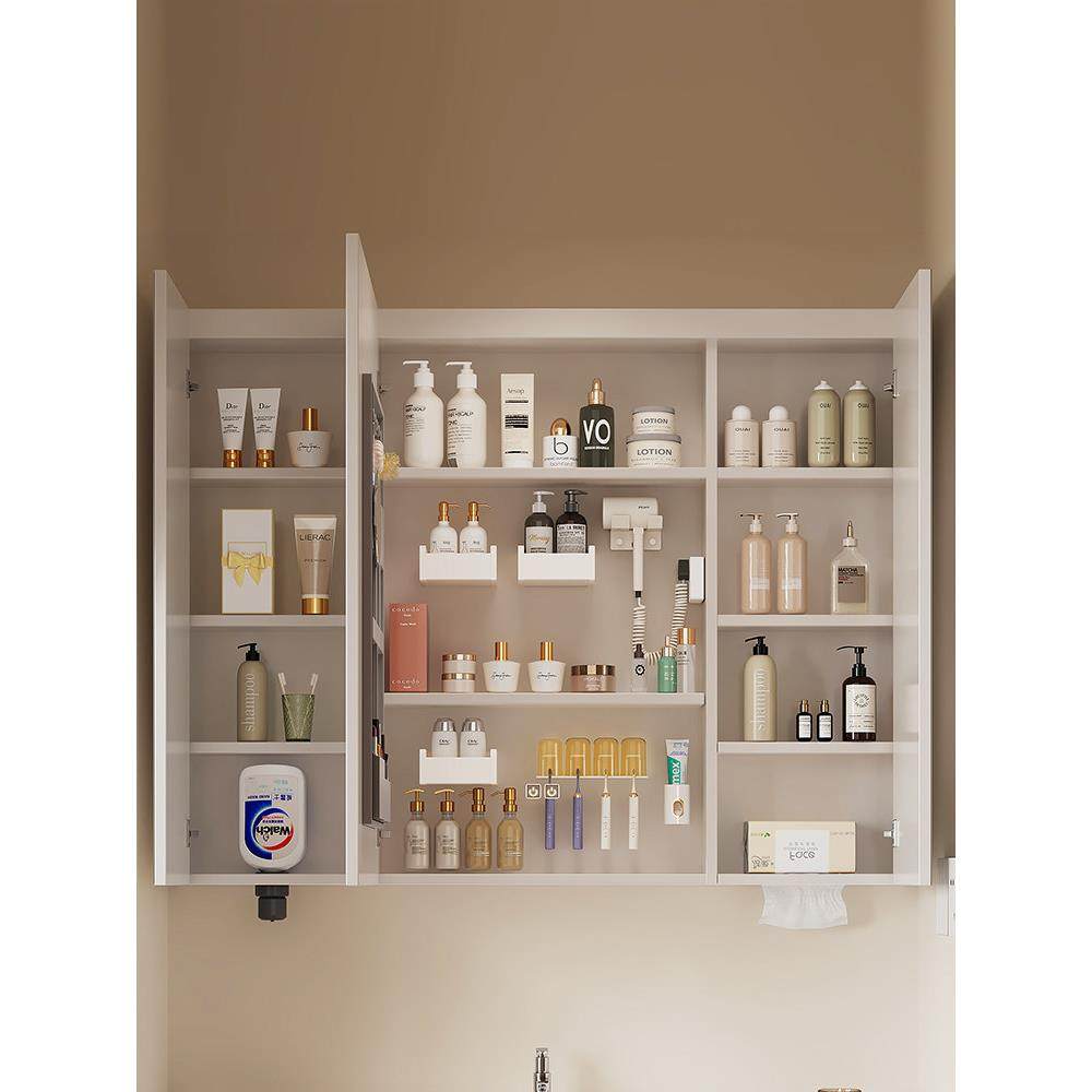 304不锈钢镜柜白色可拆卸沥水板美妆收纳挂墙式卫生间通顶浴室镜,家装主材,浴室镜柜,淘宝优惠券,粉丝福利购,淘宝优惠卷