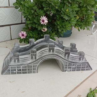 青石石雕小桥造景石桥微景观小桥假山鱼缸桌面摆放微小石头石桥