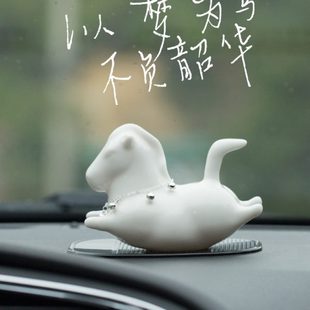 饰创意保平安祝福 陶瓷艺术品精致可爱小马车载汽车摆件车内饰品装