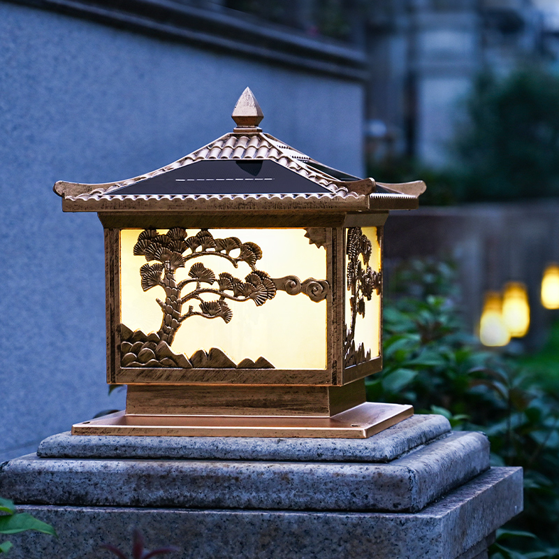 太阳能柱头灯室外围墙灯别墅农村C门柱围栏户外防水景观庭院门柱